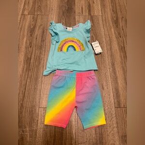 Rare Too! Baby Girl Toddler Rainbow Outfit Size 2T